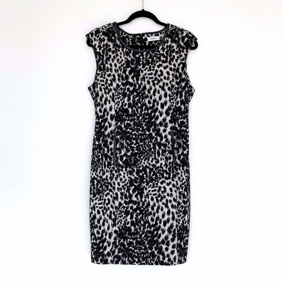 Calvin Klein Dresses & Skirts - Calvin Klein Leopard Animal Leather Sheath Dress